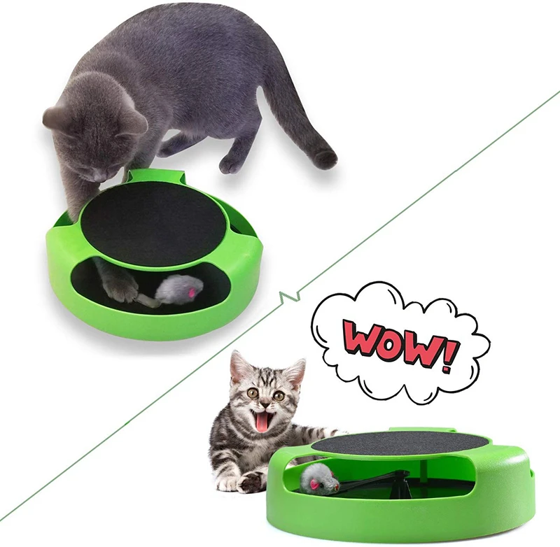 MESNUG 2 In1 Cat Toys Interactive With Running Mice And Scratching Pad Durable Safe Kitten Cat