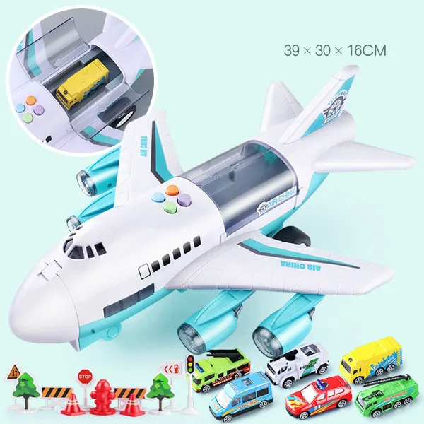 Музыкальная история симулятор трек инерции детская игрушка самолет большой размер пассажирский самолет детский авиалайнер игрушечный автомобиль - Цвет: City Set 2