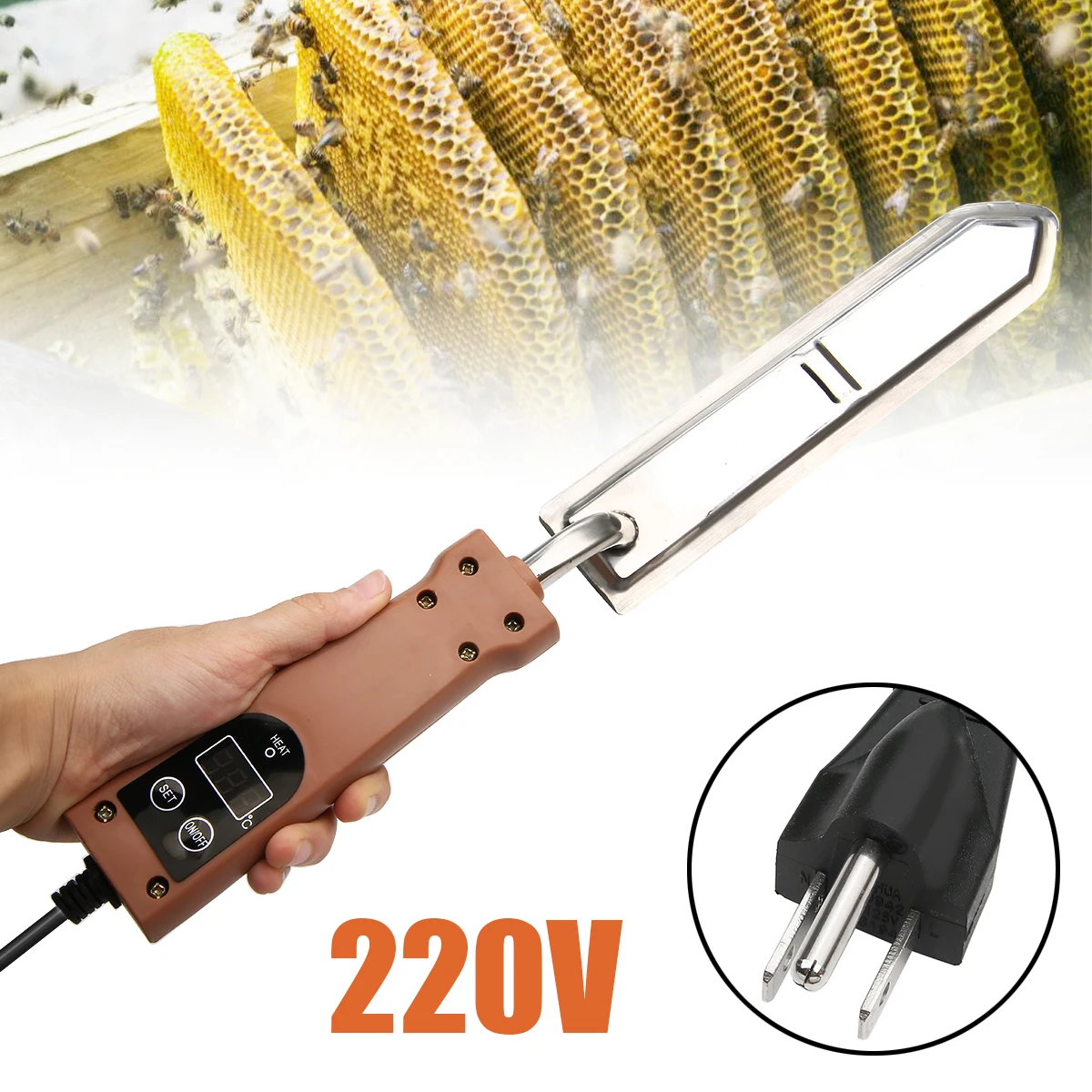 

Electric Honey Cutting Knife Uncapping Extractor Tool Temperature Control Bee Hive Honey Scraper Cutter Beekeeping Tools 220V