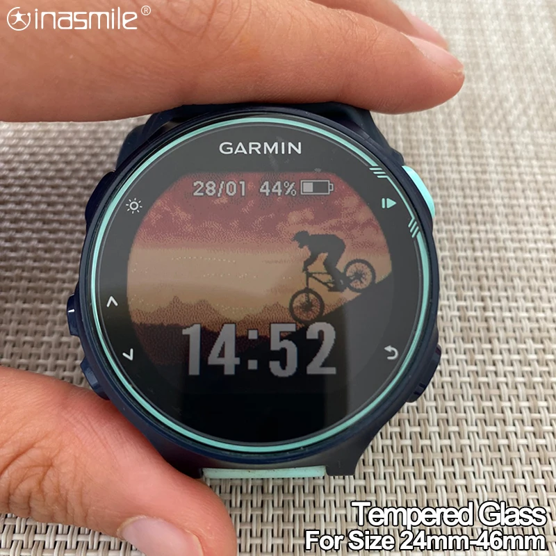 Película protectora de pantalla para Garmin watch, diámetro de 24mm-46mm, cubierta redonda de vidrio templado para Samsung galaxy, Huawei watch series