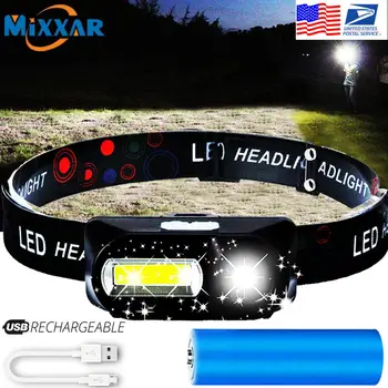 

Dropshipping LED 18650 Rechargeable Headlamp COB Rotatable Hat Lamp Waterproof Work Cap Light Flashlight for Camping