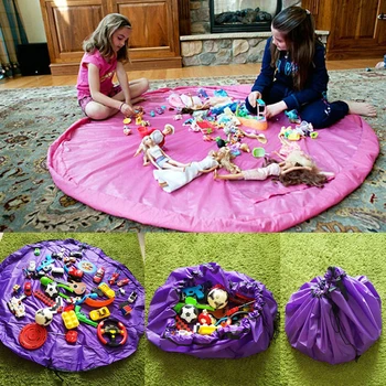 

New Portable Kids Toy Storage Bag and Play Mat Toys Organizer Drawstring Pouch Fashion Practical Storage Bags Kids Rug