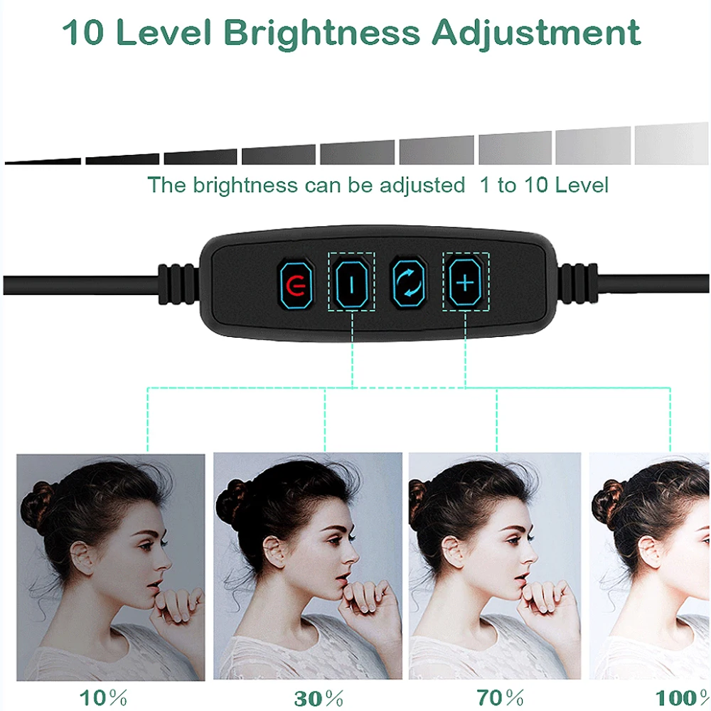 16 см/20 см/26 см USB кольцевой светильник светодиодный селфи кольцевой светильник Штатив для смартфона студийный круглый светильник для видеосъемки