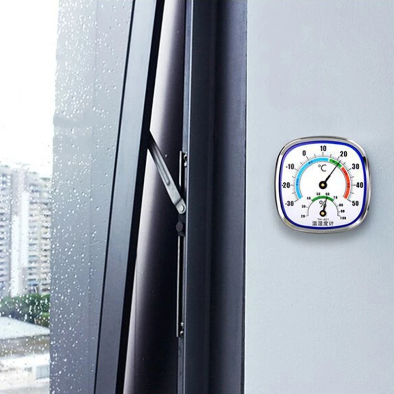 Analog Indoor/Outdoor Thermometer and Hygrometer with Stand - Battery-Free Humidity and Temperature Monitor