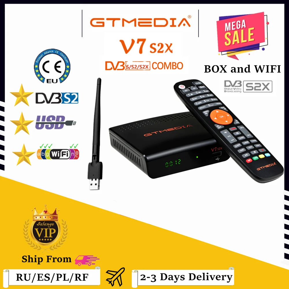 GTMedia V7S2X Full HD Satellite Receiver DVB-S2 TV Decoder+USB WIFI Upgrade BY V7S HD tv Receptor Sat TV Box no APP included