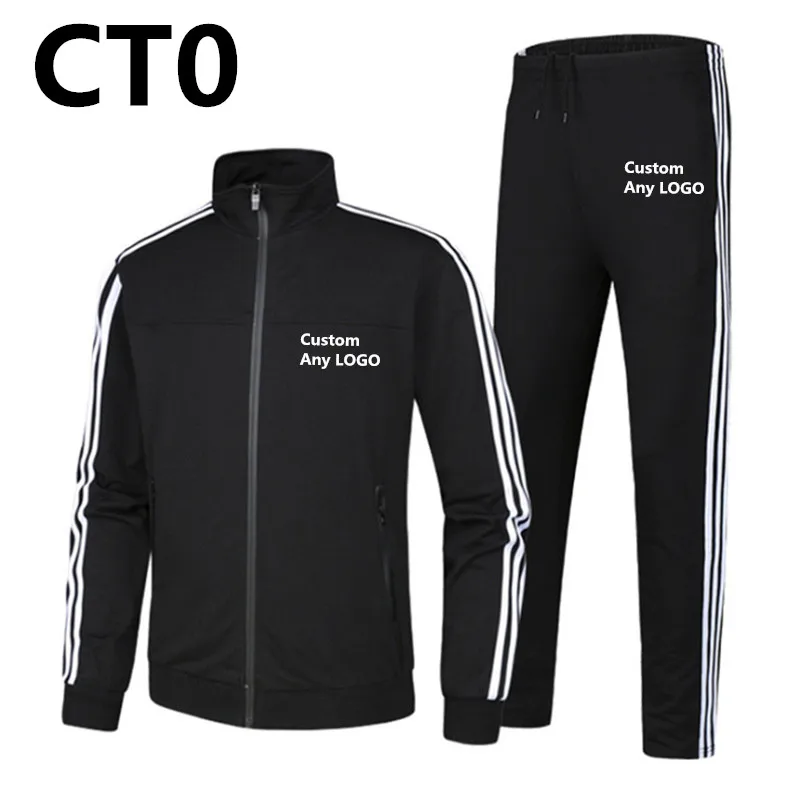 CT0 Для мужчин Harajuku стиль мода Slim fit, спортивные комплекты, хлопковый спортивный костюм из флиса Британский стиль спортивный костюм мужской теплое пальто