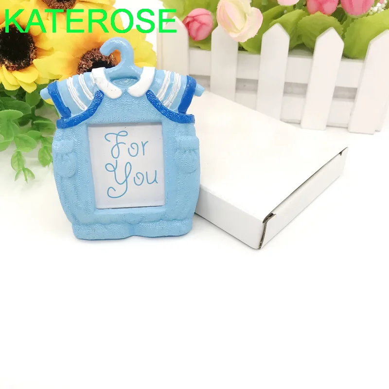 

12PCS Baby Boy Themed Blue Onesie Photo Frame/Place Card Holder Birthday Party Giveaways Baby Baptism Gift for Guest