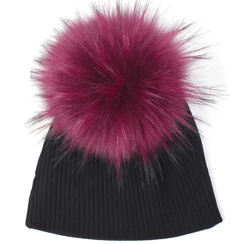 Geebro/однотонная шапка для девочки и мальчика, хлопковая шапка в рубчик, детская шапка с черепом, милая мягкая шапка с искусственным помпоном - Цвет: black 10