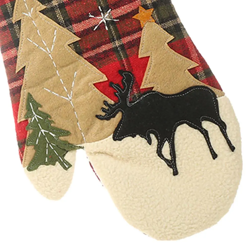 Christmas Tree Elk Oven Gloves Heat Resistant Mitt Non-slip Grip Glove Kitchen Insulation pads New Year Christmas Decorations