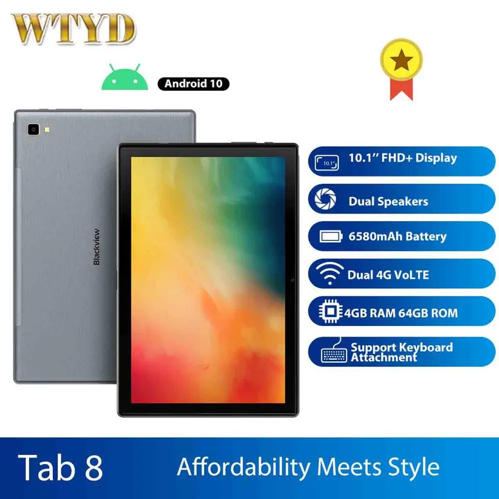 Blackview Tab 8 планшет с 10 1 дюймовым дисплеем восьмиядерным процессором ОЗУ 4 Гб ПЗУ 64