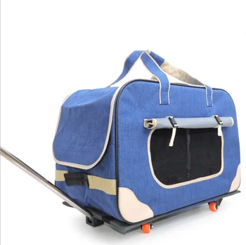 

Pet trolley folding four-wheeled dog trolley box cat suitcase bag breathable closed Lever Panoramic Skylight Super Breathable