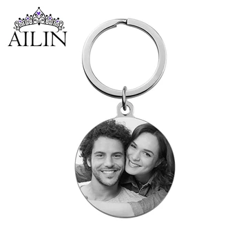 

AILIN Personalized Photo Keychains Titanium Steel Custom Baby Family Lovers Key Chain Customized Jewelry Fathers Day Gifts 2020