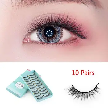 

10 Pairs 3D Soft Faux Mink Hair False Eyelashes Natural Messy Eyelash Crisscross Wispy Fluffy Lashes Extension Eye Makeup Tools