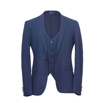 

suit jacket men tuxedo Blue Men's Striped Casual Jacket Classic Jacket Striped Top Party Party Wedding (Coat + Pants + Vest)