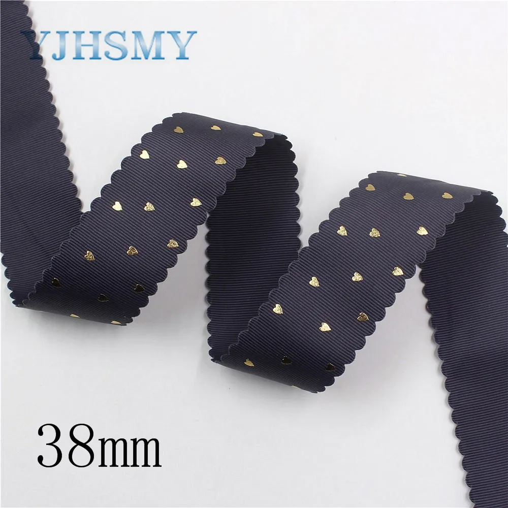 

I-19906-2114, 38mm 1-1/2'' Wavy edge bronzing bow print grosgrain ribbon packaging design, DIY accessories handmade materials