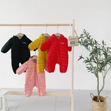 Детская верхняя одежда; зимняя детская одежда для малышей; комбинезоны для мальчиков и девочек; теплые плотные комбинезоны с капюшоном для младенцев; Одежда для новорожденных