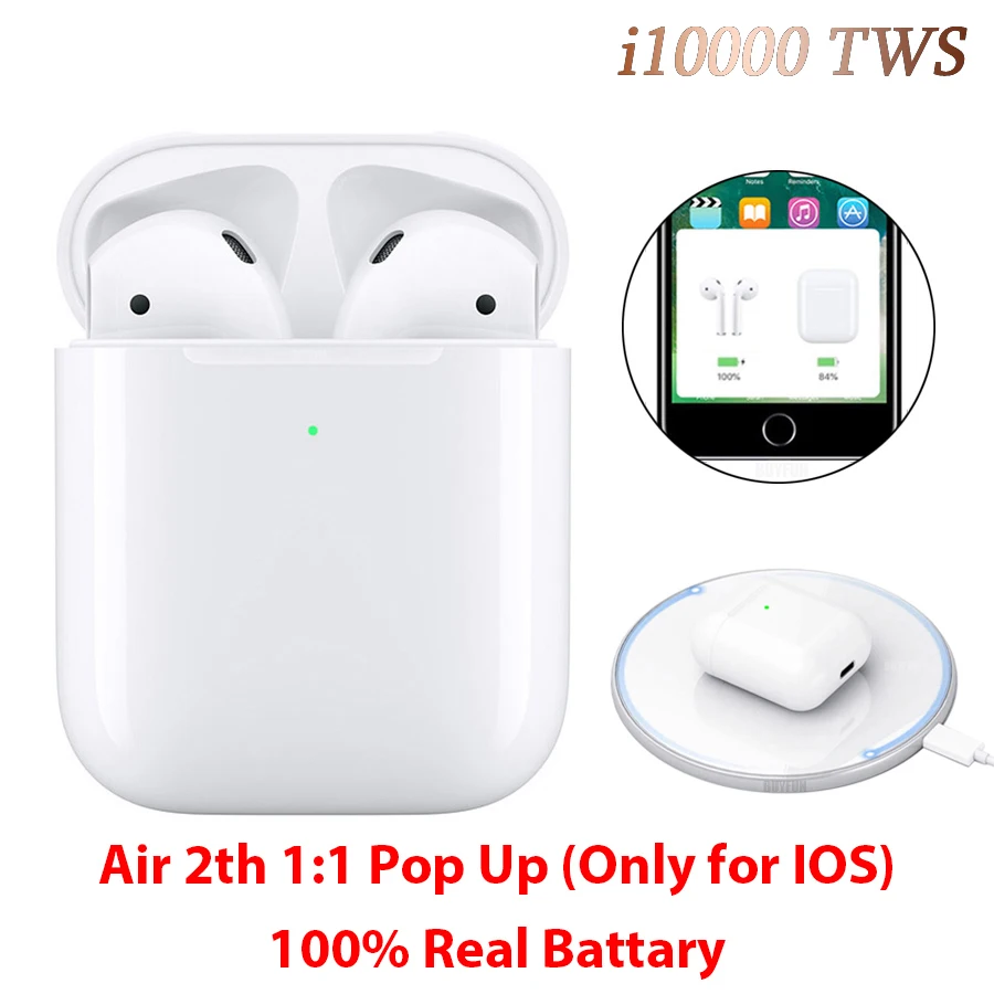 Baratos I10000 TWS Bluetooth 5,0 auricular Replica 11 2 Pop auriculares i10000tws inalámbrico auriculares con carga PK i80 i500 i9999 TWS