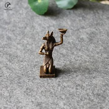 

New Style Vintage Brass Egyptian Doghead Anubis Holder Decoration Ornament Sculpture Home Office Desk Ornament Collection Gift