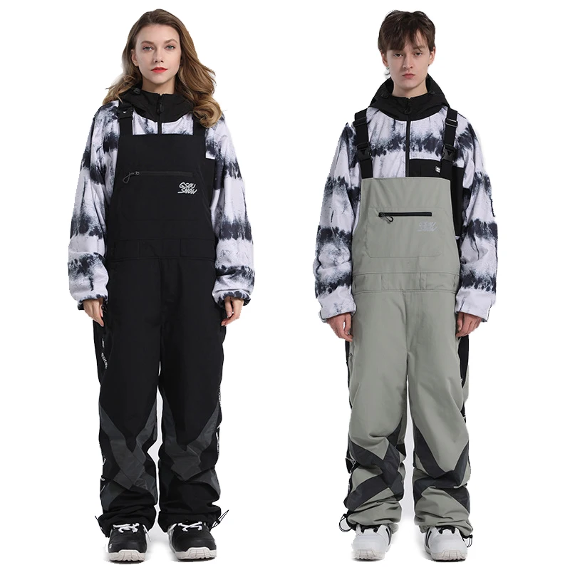 Men Women Oversize Ski Bib Pants New Winter Outdoor Warm Windproof