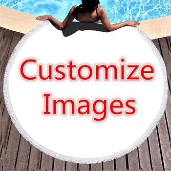 

Customize Dropshipping Printed Round Beach Towel For Adult Yoga Mats Leaves Microfiber With Tassels 150cm