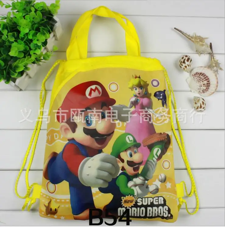 1 шт. мультфильм Марио сумка на шнурке Supre Mario Bros школьный рюкзак для мальчика женская сумка студенческая Книга Сумка детская школьная сумка подарок - Цвет: A with handle