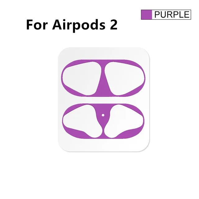 purple for airpods 2 Металлическая Пыль Защита для Airpods стикер Apple аксессуары для кожи чехол зарядка защитная коробка для Airpods 2 Air Pods Airpods2 наклейка - Цвет: purple for airpods 2