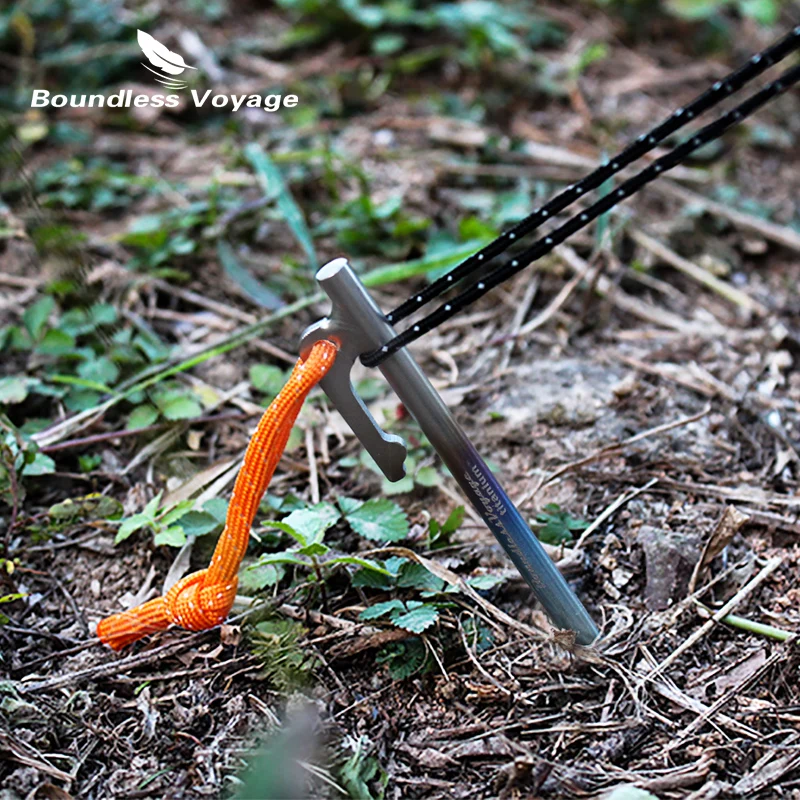 Boundless Voyage Titanium Tent Pegs Camping Nails Heavy Duty Tent Stakes Pins Hard Ground Accessories 20cm/24cm/30cm/35cm/40cm