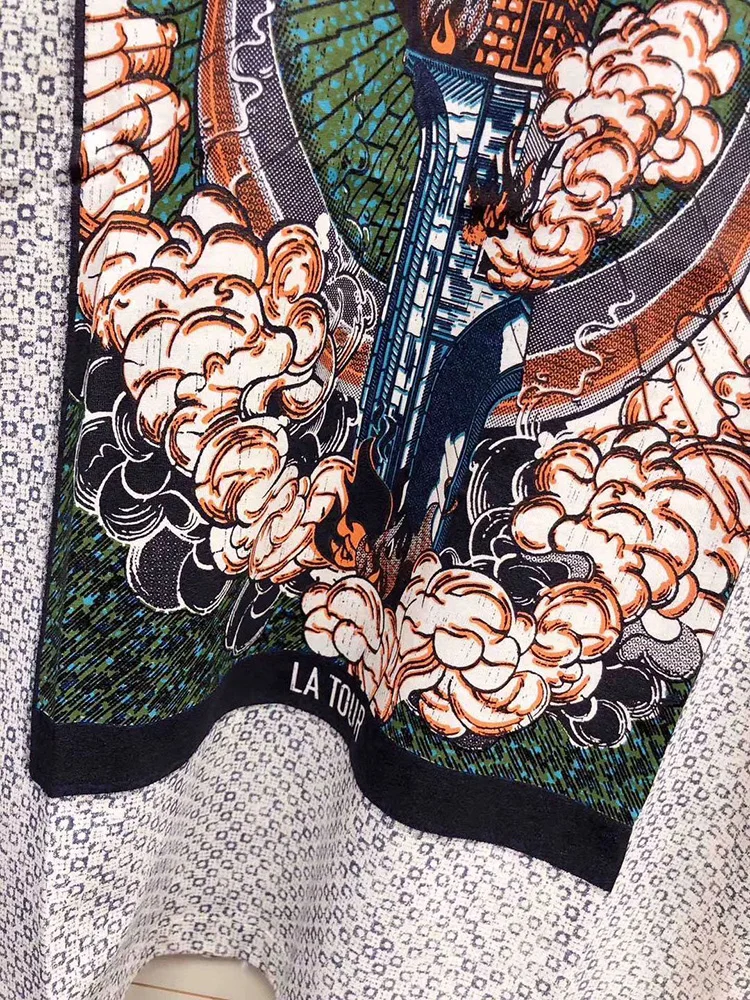 Svoryxiu дизайнер весна лето многоцветный узор печать лен хлопок футболка Женская мода с коротким рукавом топы Тройники женские