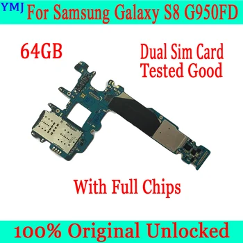 

64GB Original Motherboard Unlocked Main Motherboard Replacement For Samsung Galaxy S8 G950FD Dual Sim Card Plate