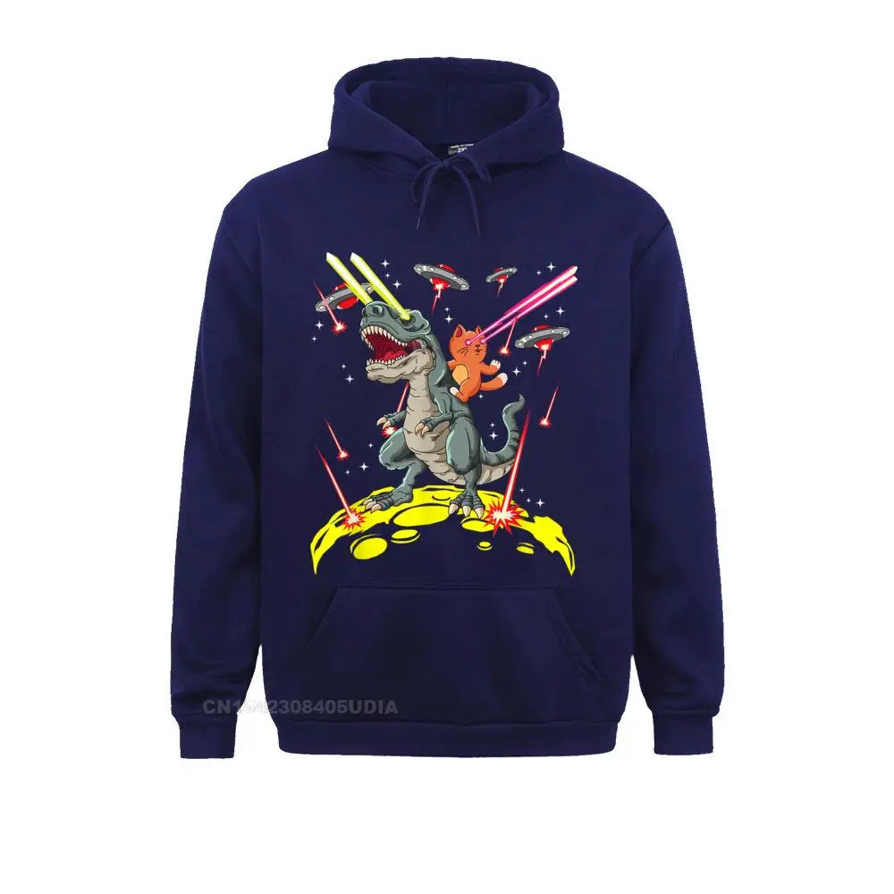 Space Cat Riding T-Rex Laser Eyes T-Shirt__B6919 Long Sleeve Hoodies  Women's Sweatshirts Casual Hoods Cheap Space Cat Riding T-Rex Laser Eyes T-Shirt__B6919navy