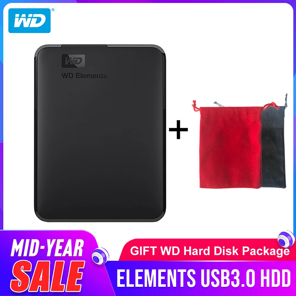 Цена Western Digital WD Elements портативный жесткий диск 1 ТБ 2 ТБ 4 ТБ внешний hdd 2,5 дюймов USB 3,0 жесткий диск оригинальный для ПК ноутбука