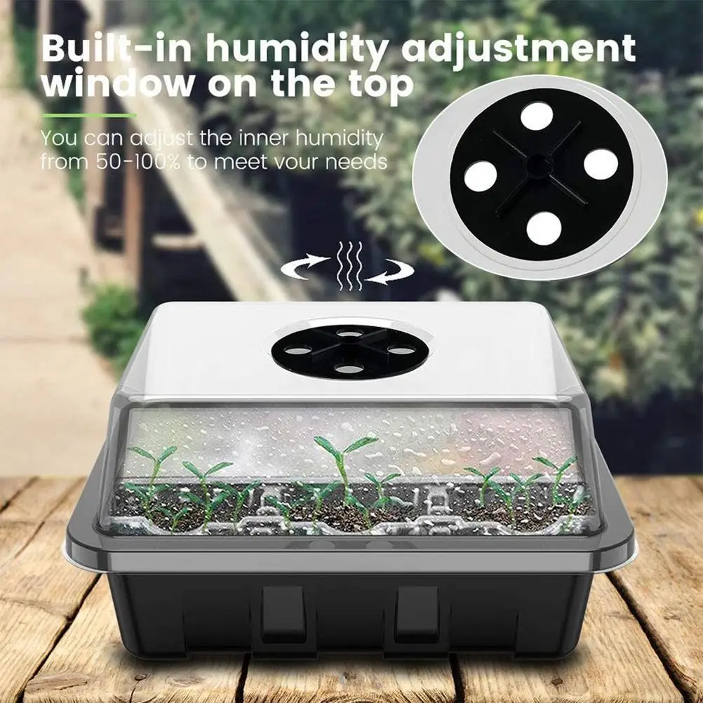 6 Pcs Greenhouse Propagation Box 12 Cells Plants Tray Indoor Mini Greenhouse Propagation Sets with Lid and Ventilation