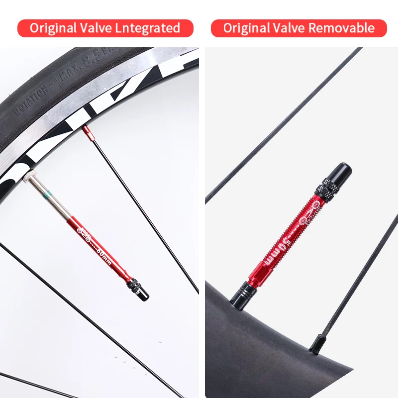 Bike Presta Valve Extender 50mm 60mm 80mm Clincher Tire Removable Adapter With Core Tool