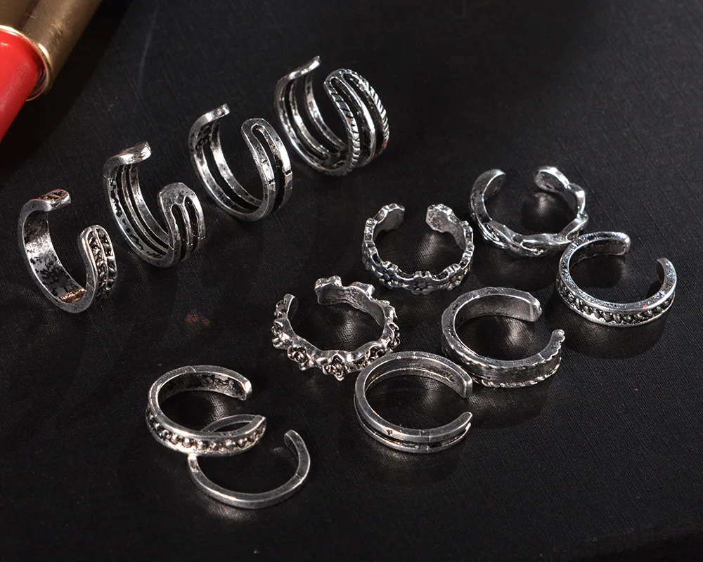 Европа и Америка импортные товары аксессуары AliExpress стиль Varved полый Многоэлементный 12 шт. кольцо на палец ноги Orname