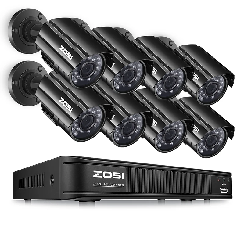 Black 2 ZOSI 8CH система видеонаблюдения набор 1080N TVI DVR 8 шт. 1280TVL уличная инфракрасная камера видеонаблюдения 8-канальный комплект видеонаблюдения DVR - Цвет: Black 2