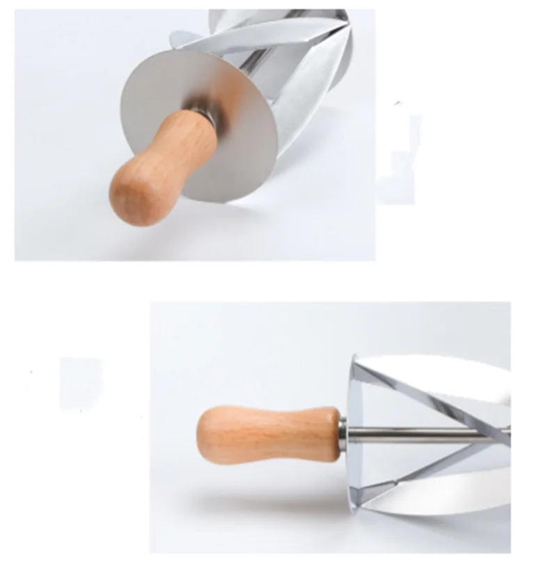 1PC Stainless Steel Rolling Cutter for Making Croissant Bread Wheel Dough Pastry Wooden Handle Baking accessories MZL135