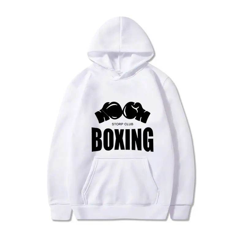 

Spring and Autumn Hooded Boxing Printed Top 2020 Casual Soft Sports Solid Color Printed Top Hoodie Sweatshirt