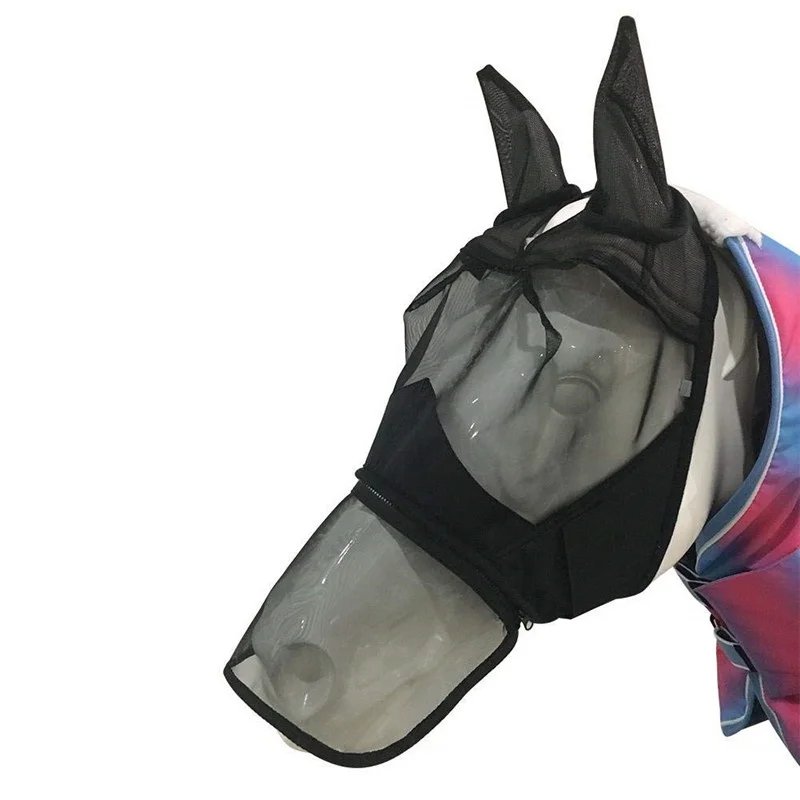 Полная лицевая сетка анти-УФ анти Летающая маска с аксессуары для ушей Верховая езда дышащая сетчатая защитная маска лошади Уха Маска лошади