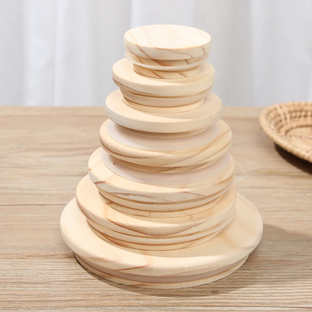 Wood Mason Jar Lid Reusable Canning Caps Various Sizes Bottle Sealing Caps Wide Mouth Cover Wood Lids Kitchen Organization