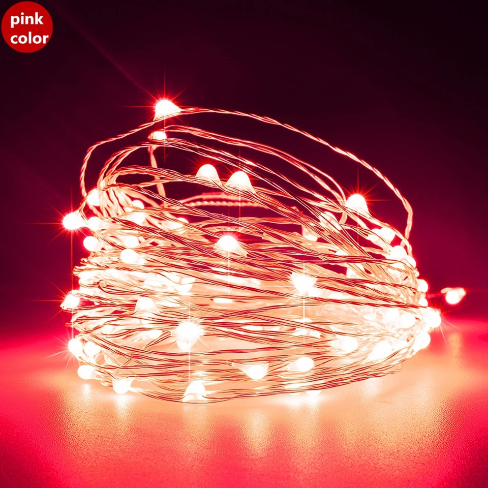 RED LED String light Copper Wire 10M 33FT Fairy Garland Home Christmas Wedding Party Decoration Battery Operated Waterproof | Лампы и