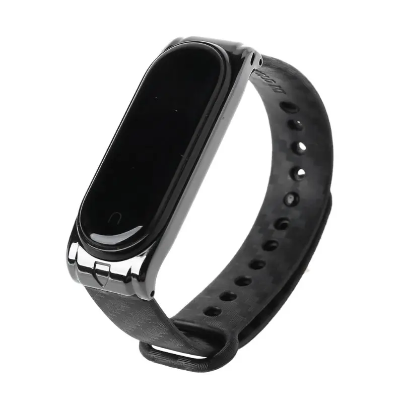 Силиконовый углепластиковый футляр для часов Ремешок для Xiaomi Mi Band 4 металлический корпус браслет