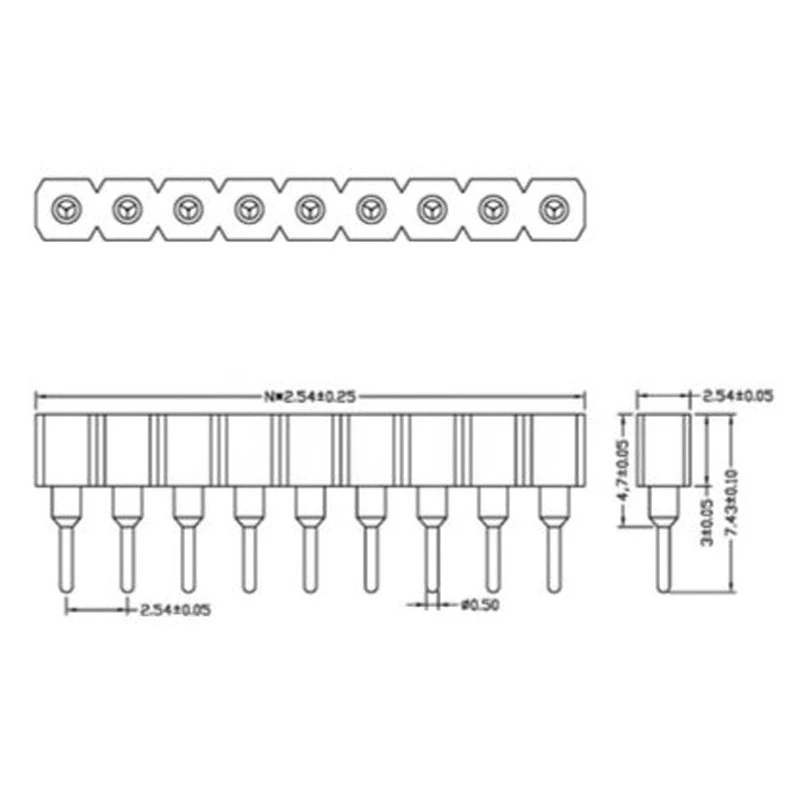 thumbnail image 2 of 10pcs 40-Pin Female Round Pin Header Socket Strips – Tin PCB Breakable Connectors For DIY Electronics 2 of 12
