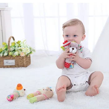 

Baby Accessories Cute Baby hand bell Animal shape rattle Intellectual Development Hand Puppet Baby Stroller Toy appease Accessor