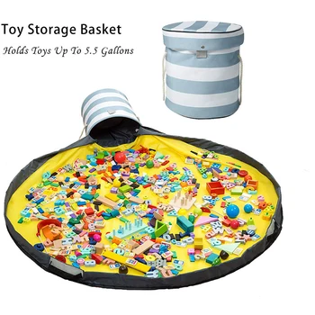 

Toy Clean-up Storage Bag Foldable Kid Toy Organizer Portable Toy Play-mat Drawstring Basket Integrated Waterproof Storage Bucket