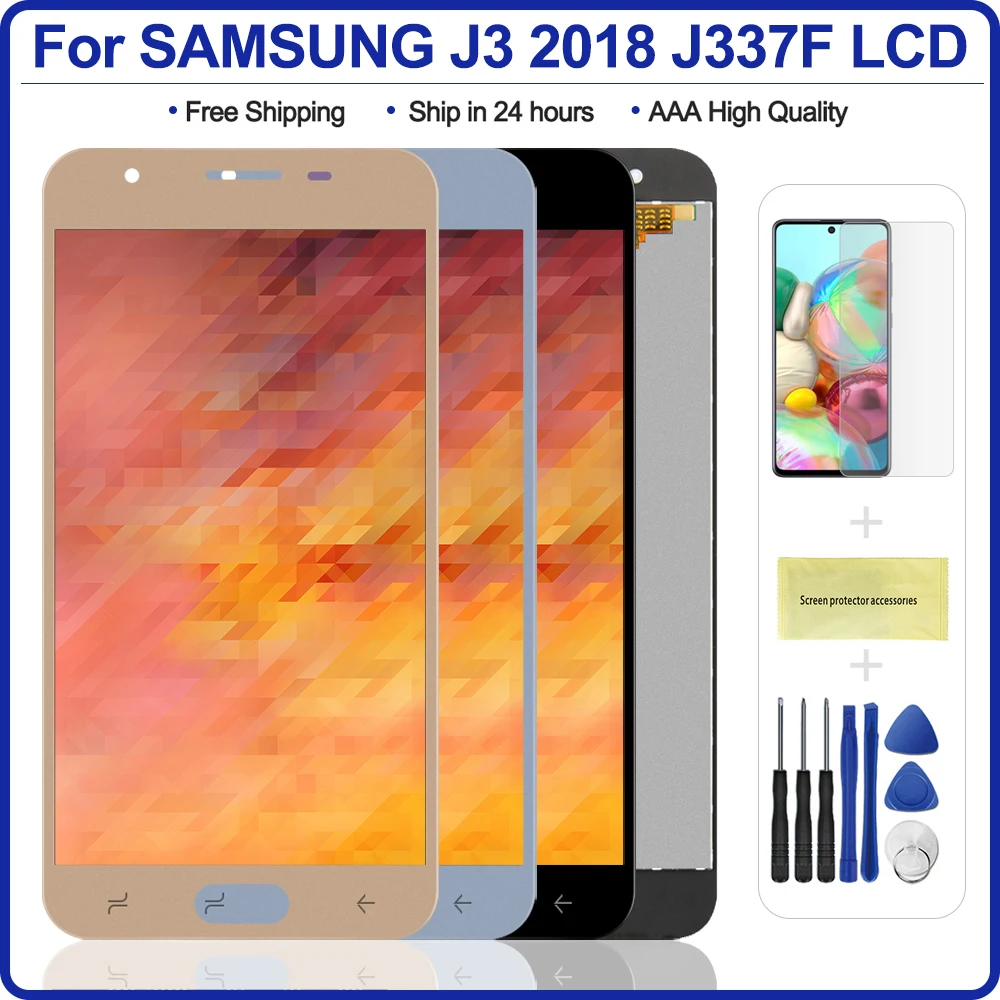 100% протестированный J3 2018 ЖК дисплей для Samsung Galaxy J337 J337P J337T сменный сенсорный экран