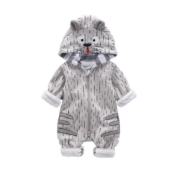

Autumn Winter cute Toddler Baby Clothes Cartoon Thick Boys Girls Jumpsuit warm Hooded Newborn Rompers soft Infant clothing 2020