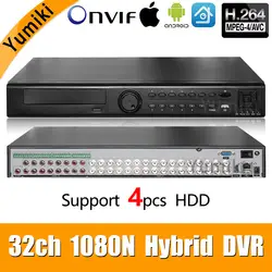 32ch 1080N DVR 5 в 1 коаксиальный CVI TVI AHD видеорегистратор системы Гибридный NVR для AHD 8CH IP поддержка 4 шт. HDD XMEYE
