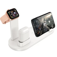 4 в 1 беспроводная Подставка для зарядки держатель для Apple Watch iPhone 11 X XS XR 8 7 6 Airpods USB 10 Вт Qi быстрое зарядное устройство док-станция Горячая