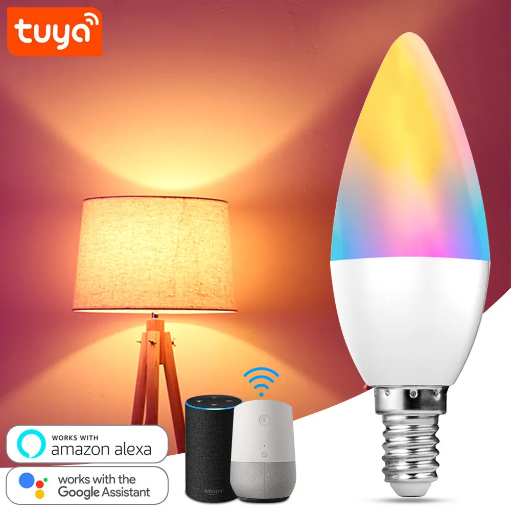 Smart Bulb 110V 220V Smart Light Tuya Work With Alexa Google Home 500lm