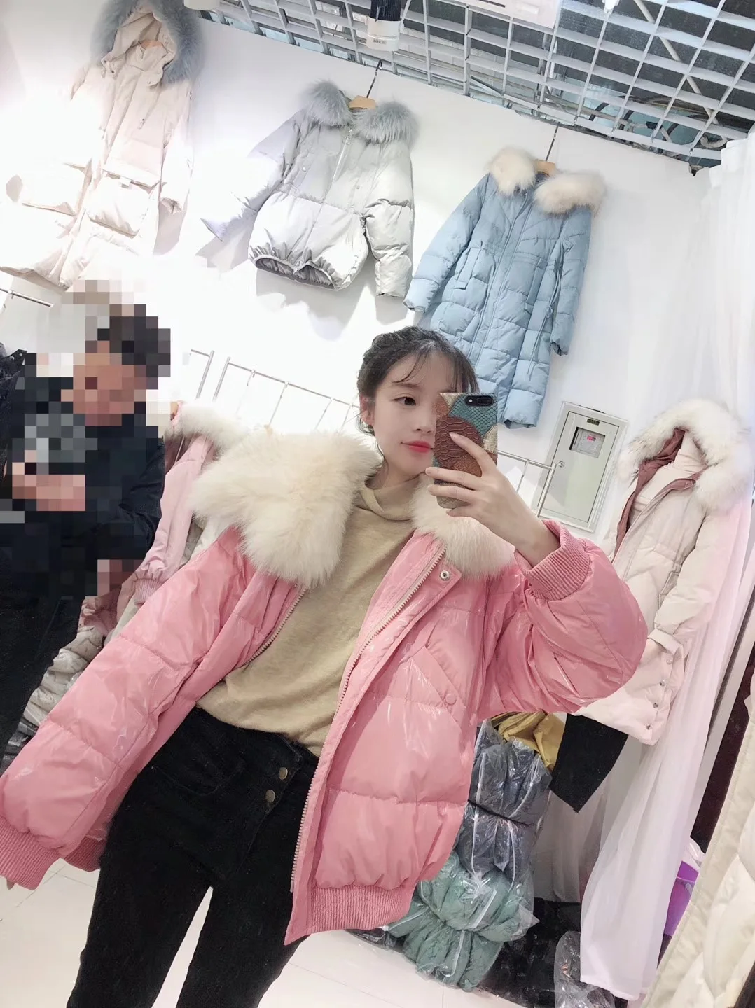 Южная Корея Dongdaemun Зимний стиль пуховик женский лисий мех Da Mao ling liang свободный и большой размер короткий Co